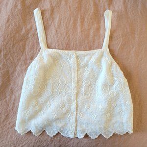 3 for 30! AE scalloped-hem button-front crop top